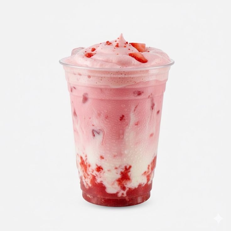 Blended strawberry cream latte